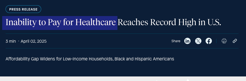Inability to Pay for Healthcare Reaches Record High